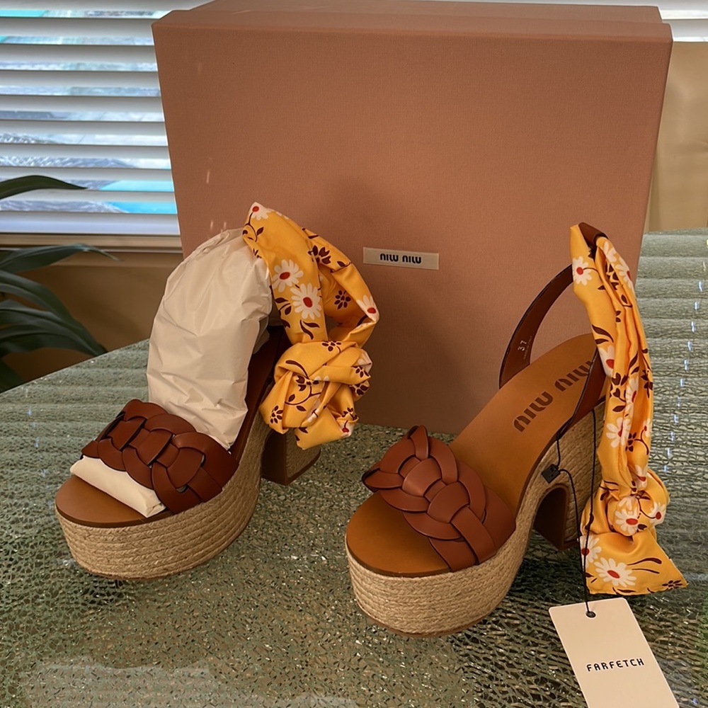 MIU MIU Calzature Donna Vit Natural Platform Heels NWT